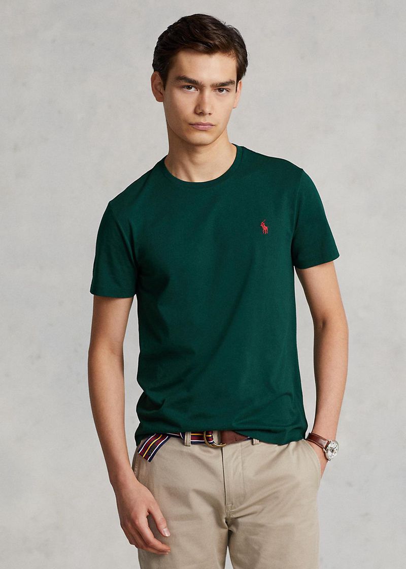 Camiseta Polo Ralph Lauren Hombre Custom Slim Fit Jersey Crewneck Chile Verde VENSC-2915